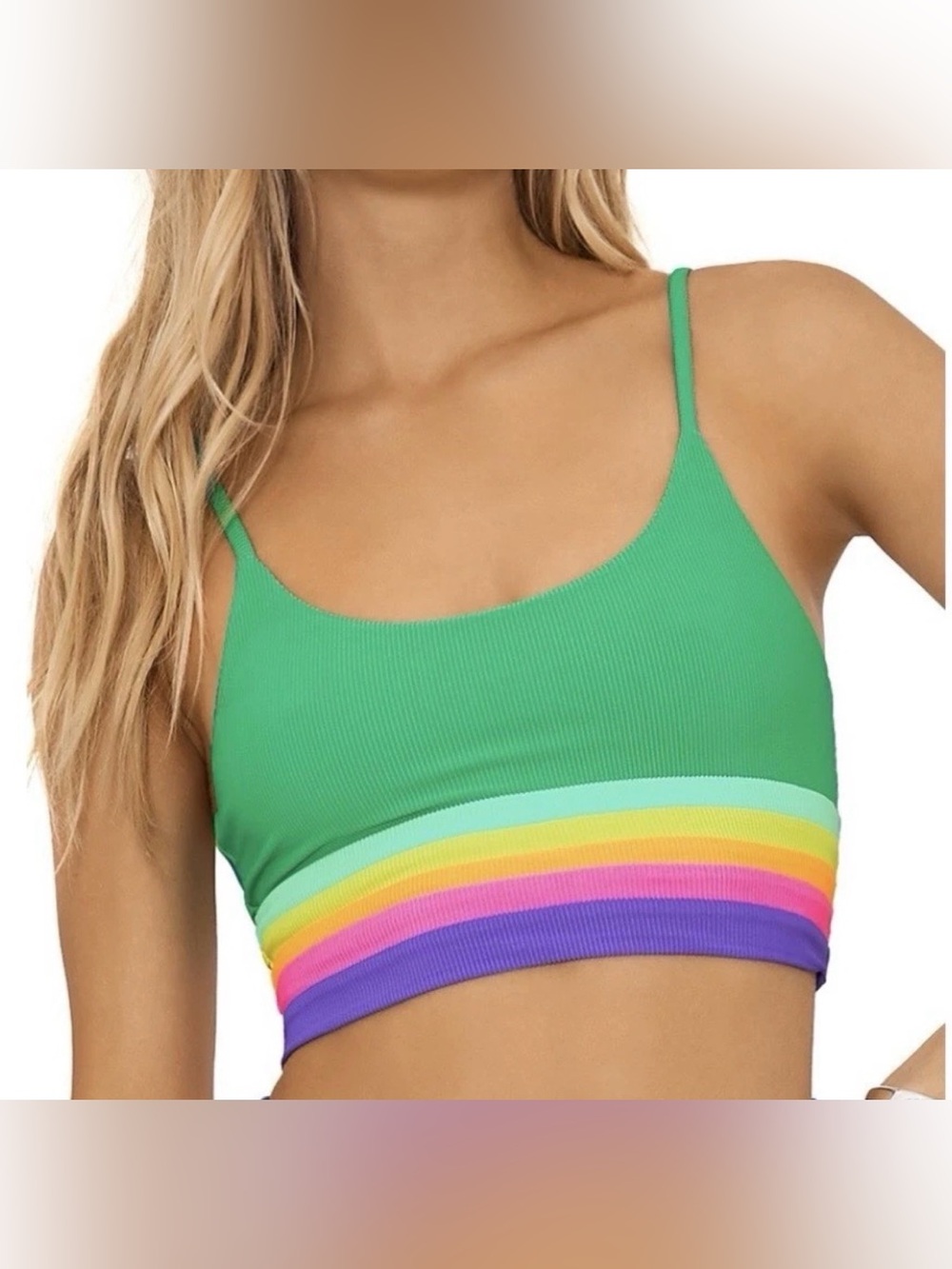 Beach Riot Mae Bikini Top, Technicolor Colorblock, Size XS, MSRP $108